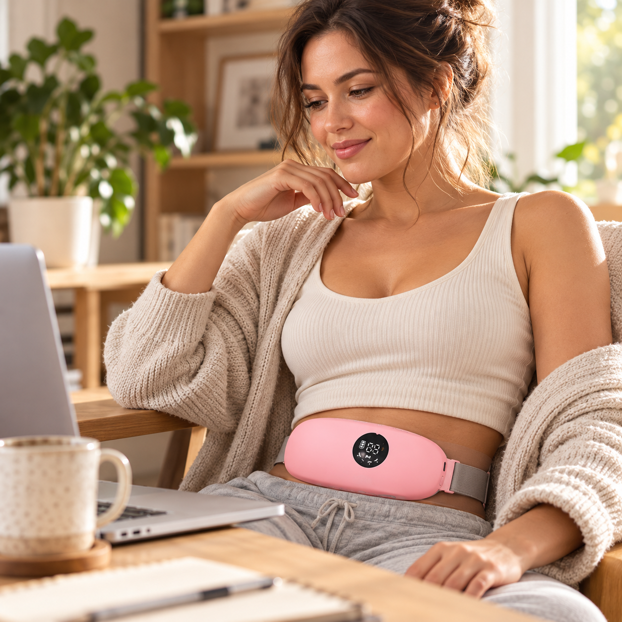 CrampEase Heating Pad for Period Cramps – Wearable Electric Menstrual Heating Pad with Massage, Portable Cordless Heat Belt
