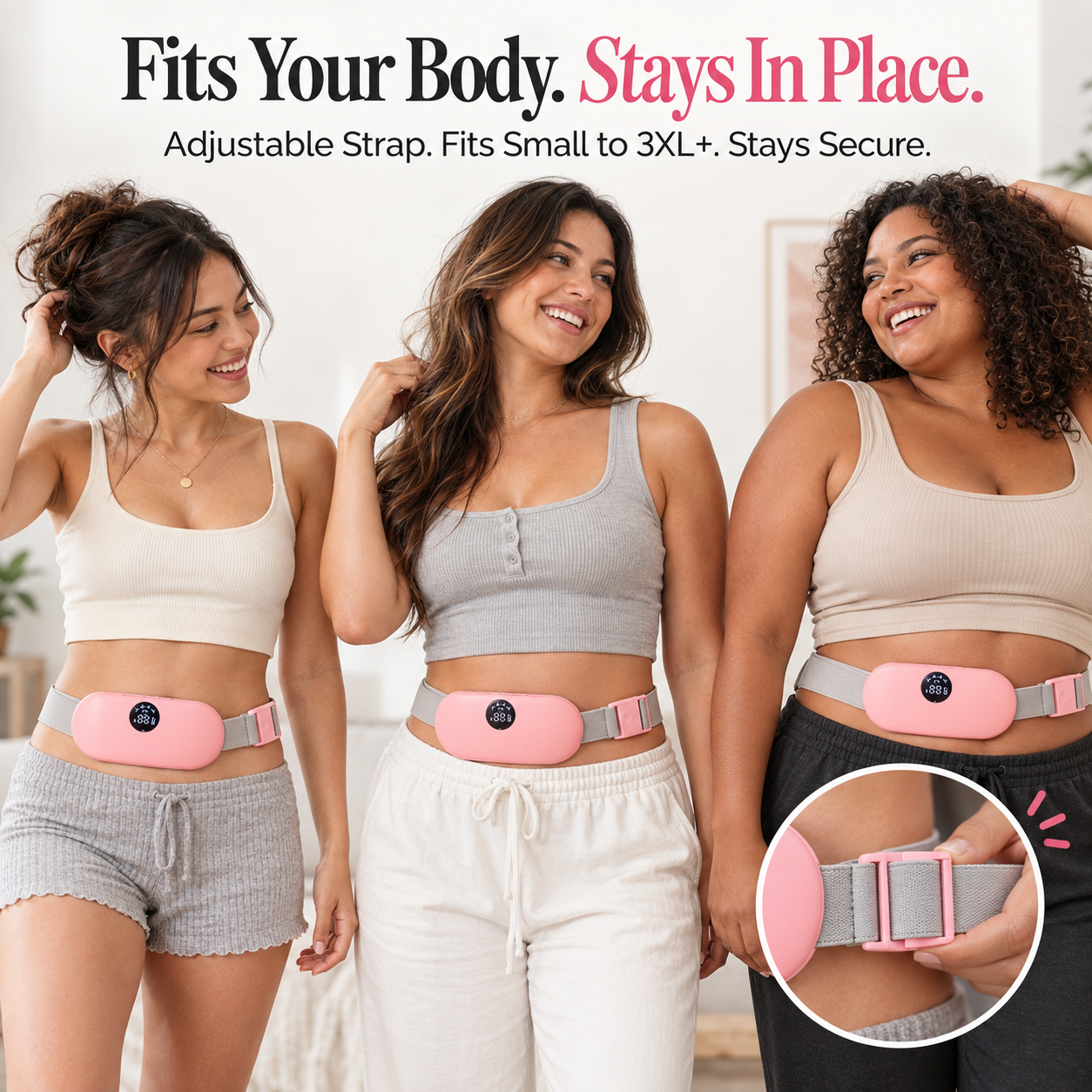 CrampEase Heating Pad for Period Cramps – Wearable Electric Menstrual Heating Pad with Massage, Portable Cordless Heat Belt