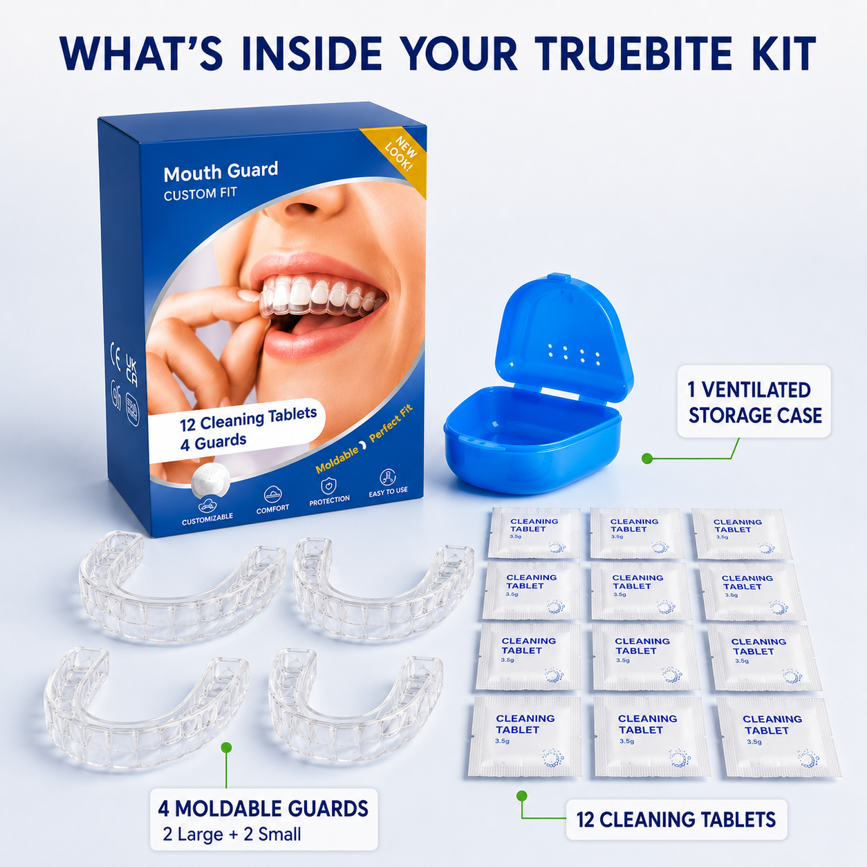 TrueBite Mouth Guard for Teeth Grinding & Clenching, Night Guard