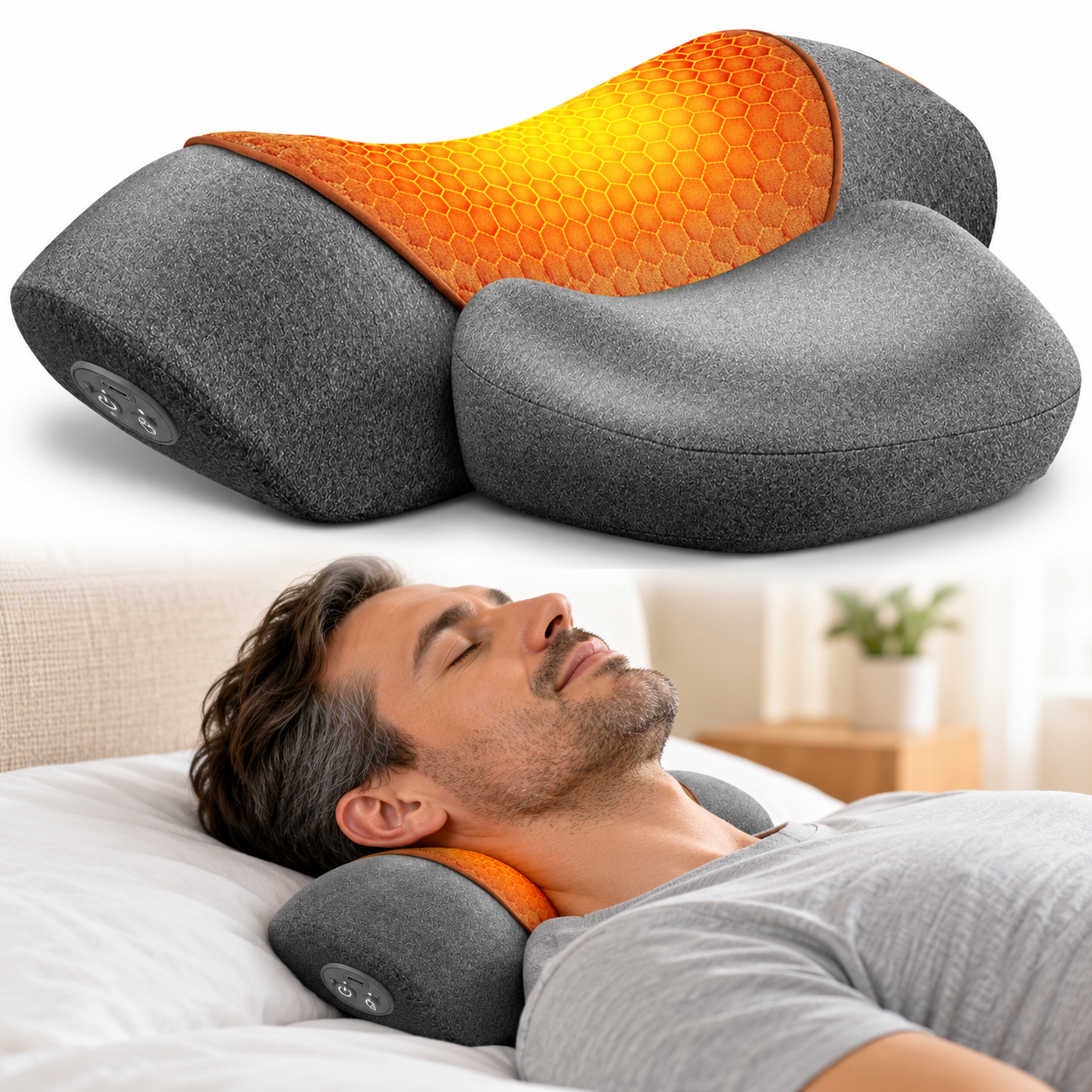 AirNeck Neck Massager with Heat – Vibrating Neck Massager Pillow with Electric Stretch, Cordless Cervical Neck Stretcher