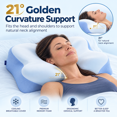 Cervical Support Pillow for Neck, Ergonomic Contour Memory Foam, Side & Back Sleeper Pillow - CerviRest
