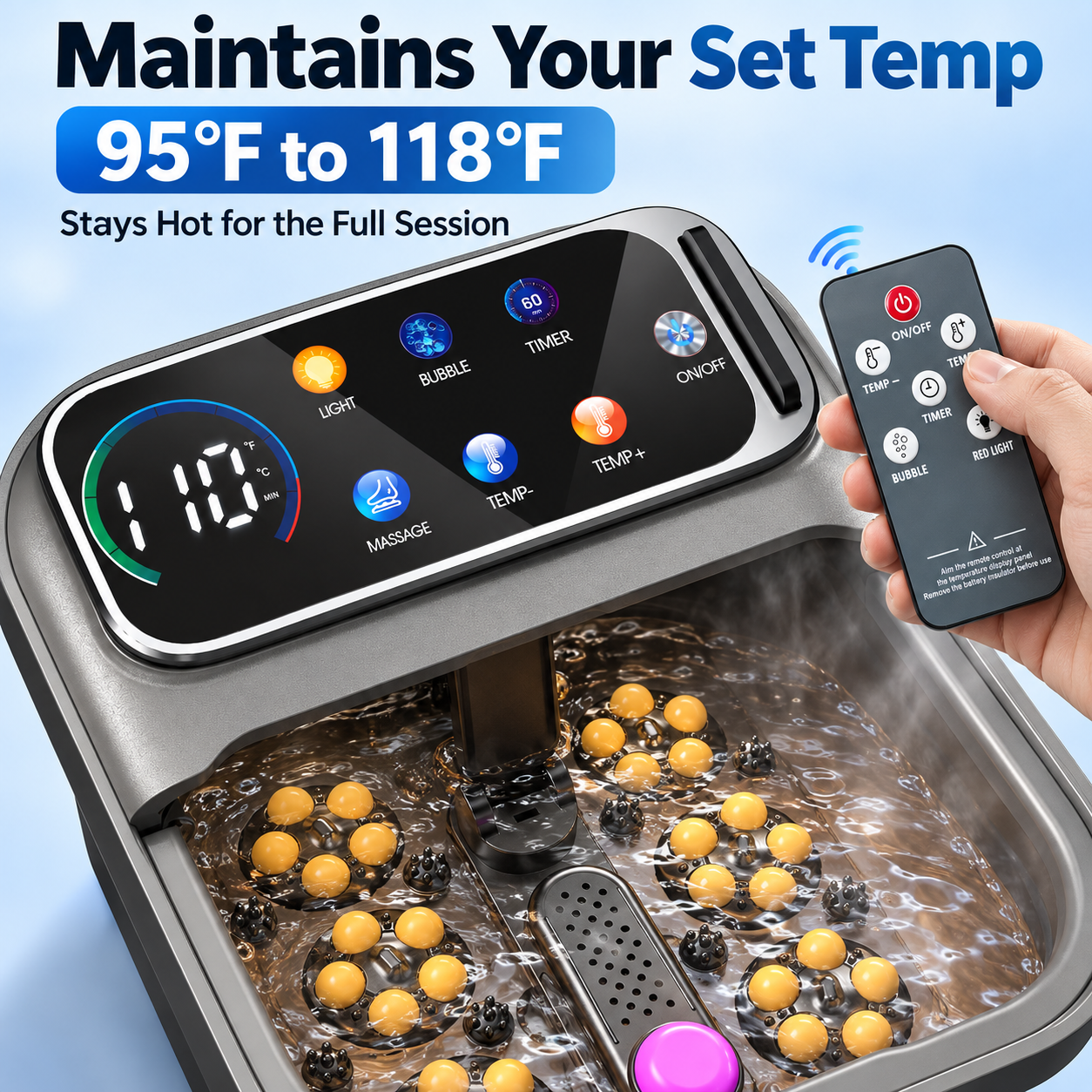 SoakRite Collapsible Foot Spa Bath Massager with Heat – Heated Foot Spa Machine with Automatic Shiatsu Massage Rollers, Electric Pedicure Foot Bath Tub