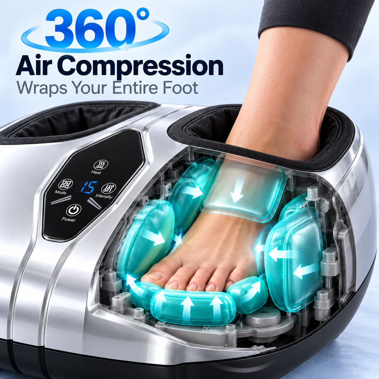 AirStep Foot Massager Machine with Heat – Electric Shiatsu Foot Massager with Rollers, Deep Kneading Massage for Feet