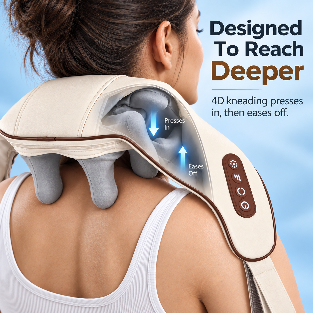 TrueKnead Neck and Shoulder Massager with Heat - Cordless Shiatsu Kneading Massager for Neck, Shoulders and Upper Back, 4D Nodes