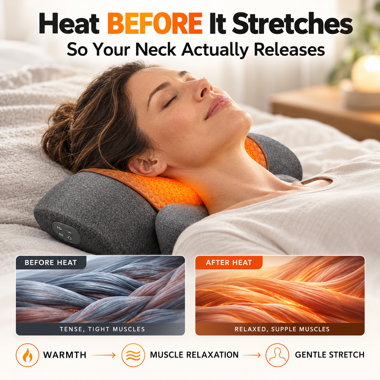 AirNeck Neck Massager with Heat – Vibrating Neck Massager Pillow with Electric Stretch, Cordless Cervical Neck Stretcher