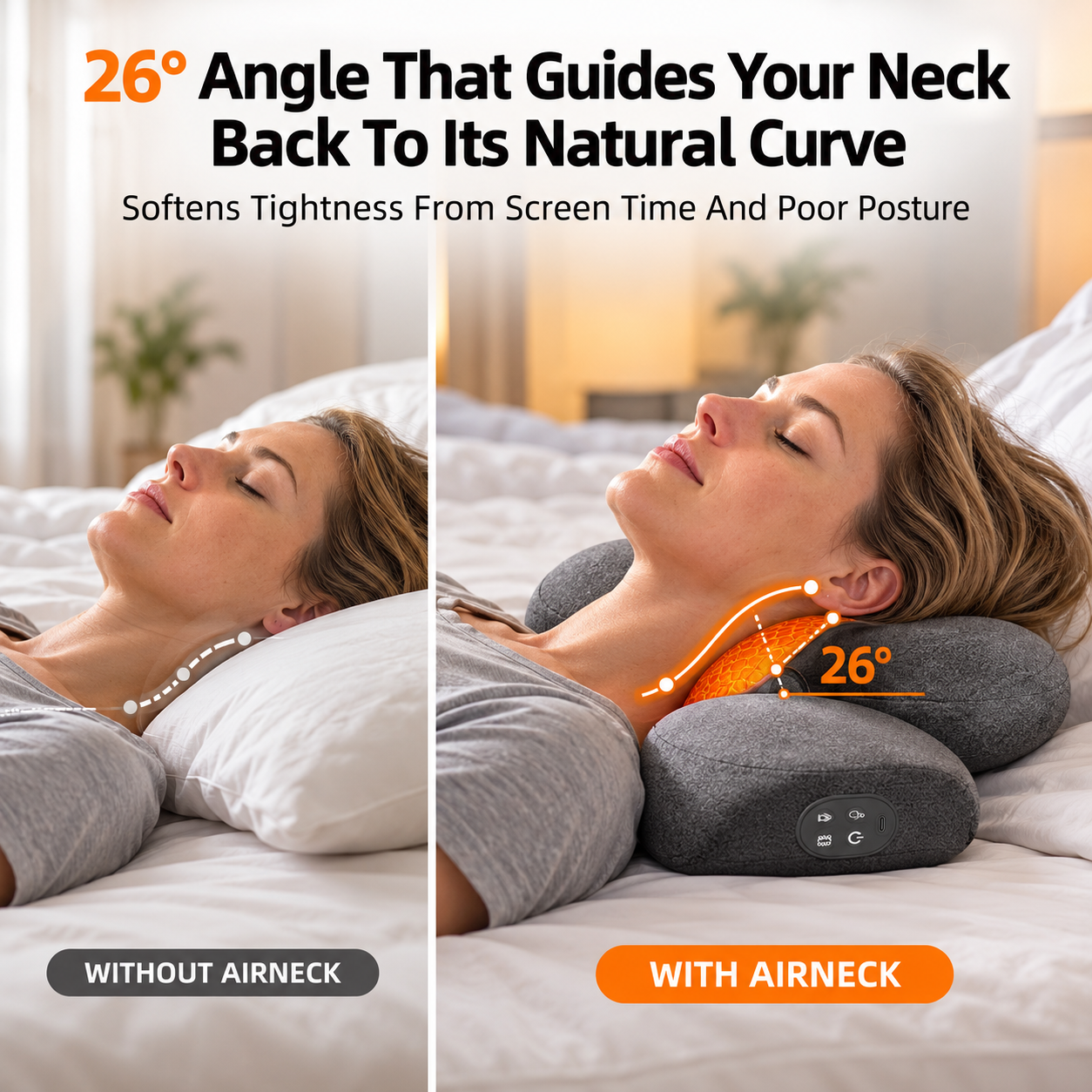 AirNeck Neck Massager with Heat – Vibrating Neck Massager Pillow with Electric Stretch, Cordless Cervical Neck Stretcher