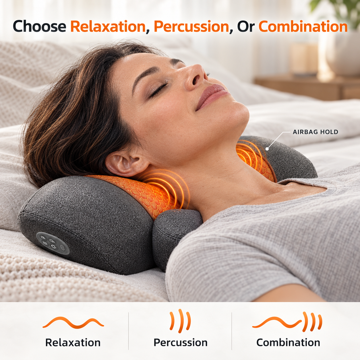 AirNeck Neck Massager with Heat – Vibrating Neck Massager Pillow with Electric Stretch, Cordless Cervical Neck Stretcher
