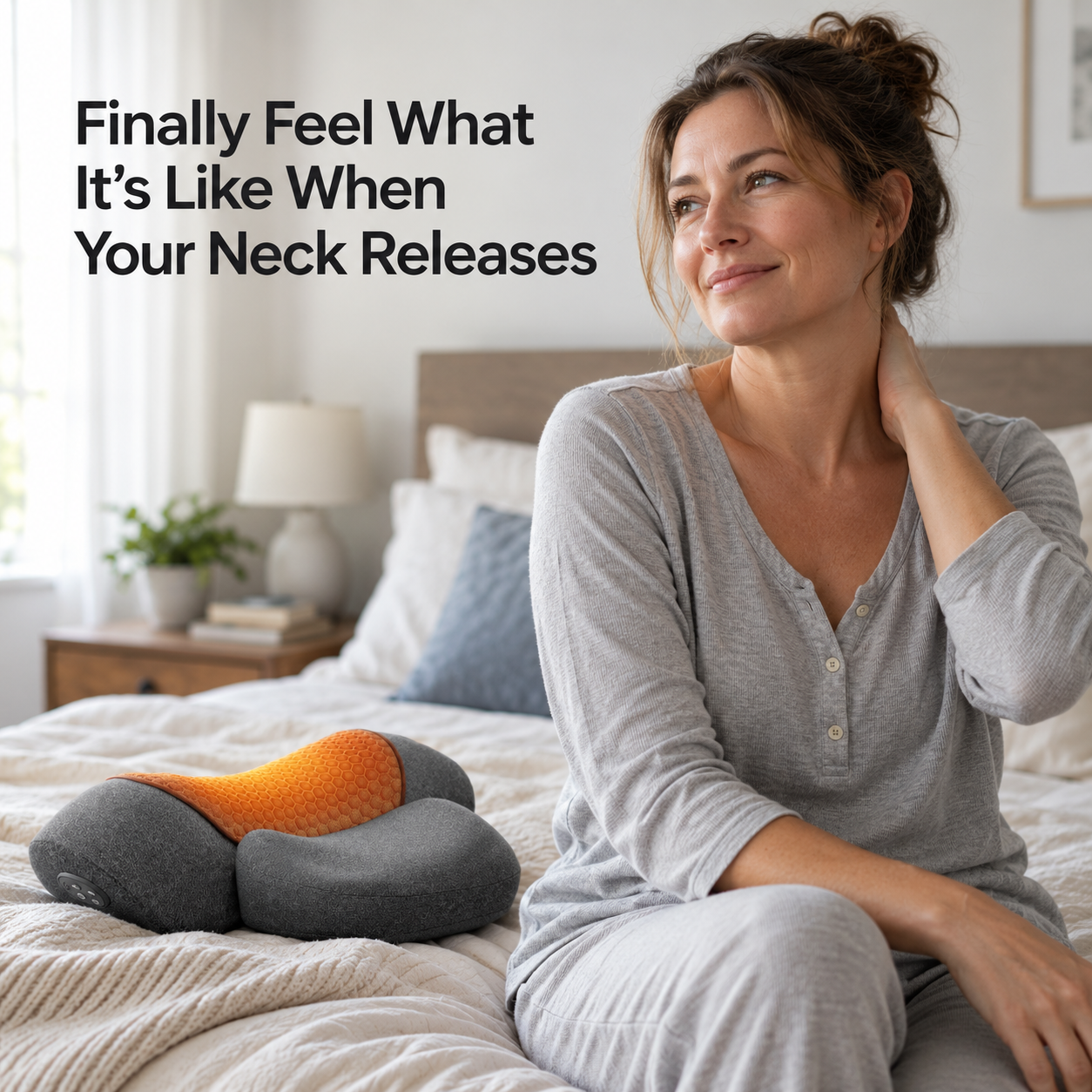 AirNeck Neck Massager with Heat – Vibrating Neck Massager Pillow with Electric Stretch, Cordless Cervical Neck Stretcher