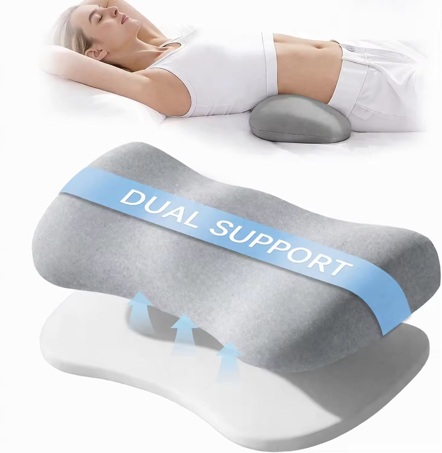 Adjustable Lumbar Pillow for Bed – Memory Foam Lower Back Support Pillow for Sleeping, LumbarRest