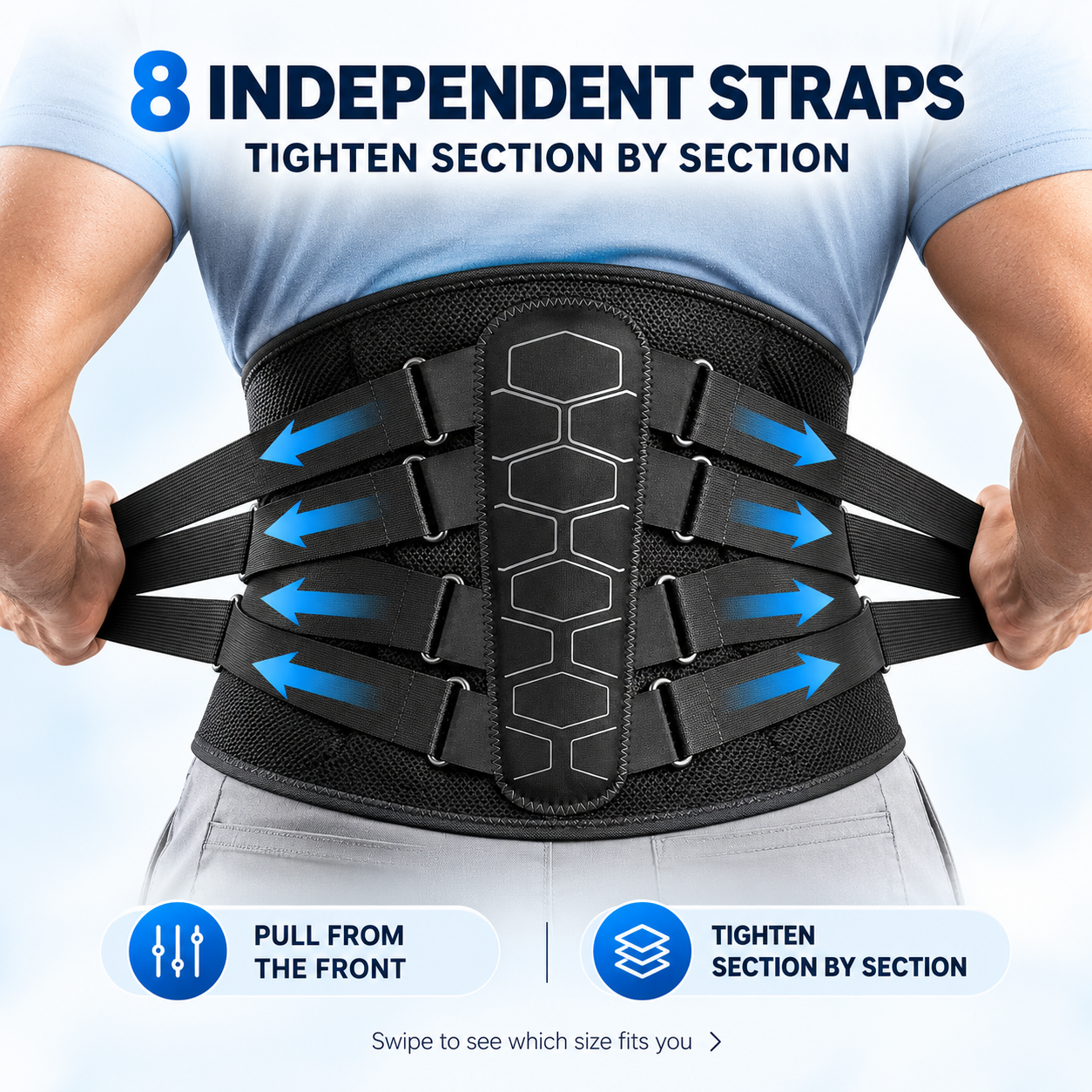 ExoBack Lower Back Brace and Lumbar Support Belt for Men and Women – Adjustable Back Support Brace for Work, Breathable Back Belt