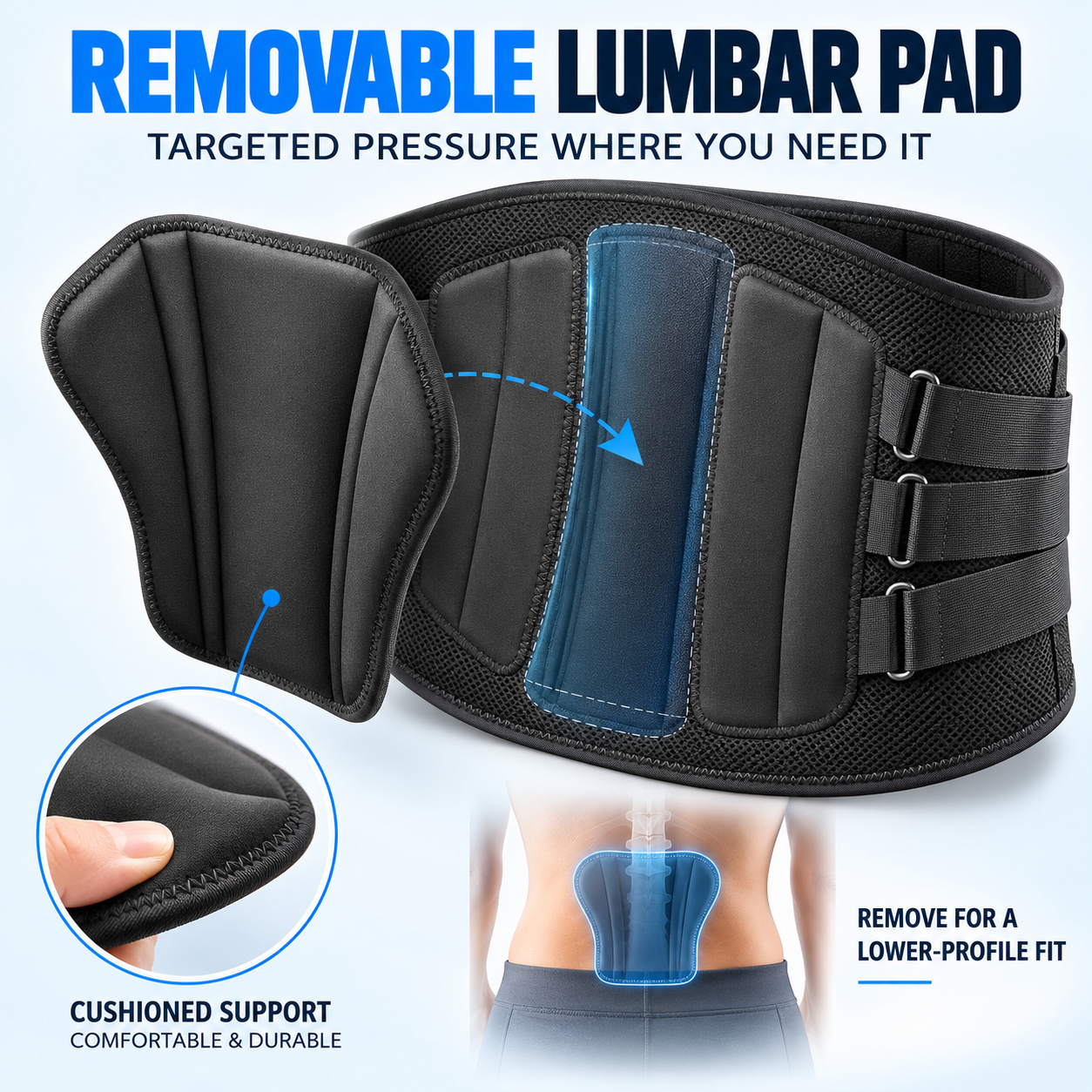 ExoBack Lower Back Brace and Lumbar Support Belt for Men and Women – Adjustable Back Support Brace for Work, Breathable Back Belt