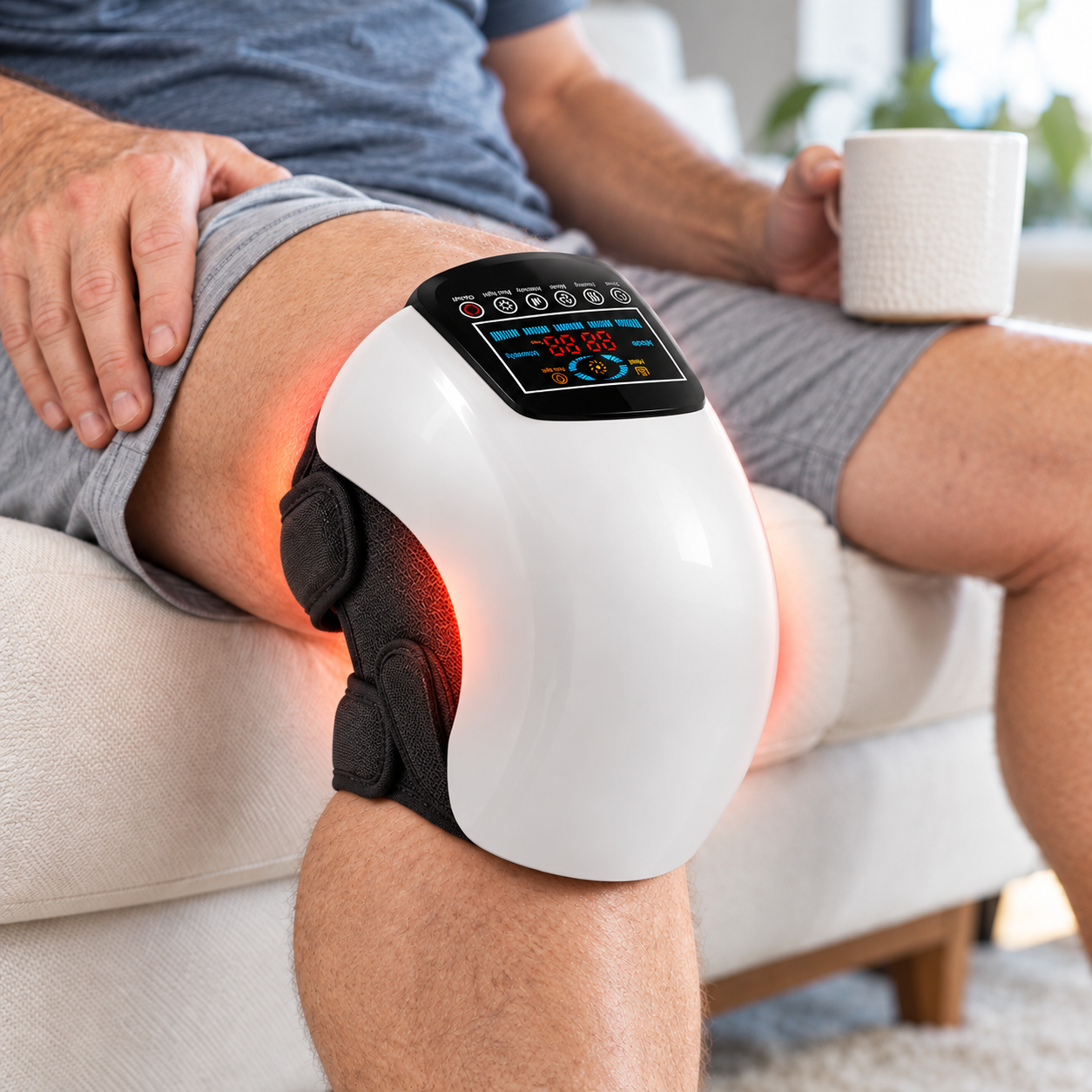 HyperEase Knee Massager with Heat and Vibration, Cordless Red Light Knee Massager, 660nm plus 850nm Near-Infrared, Wearable