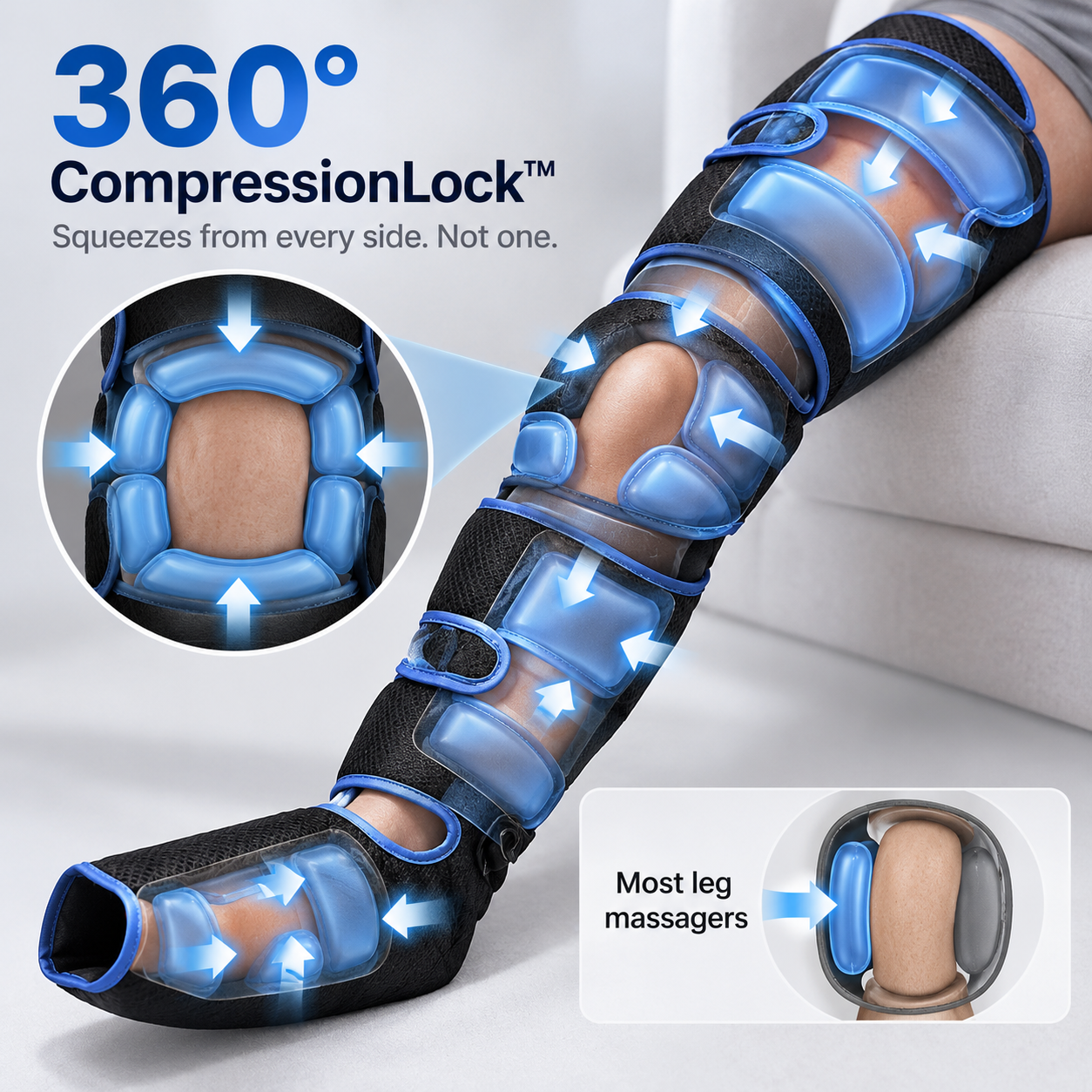 LegEez Leg Massager with Air Compression and Heat, Electric Foot Massager Machine for Feet, Calves and Legs