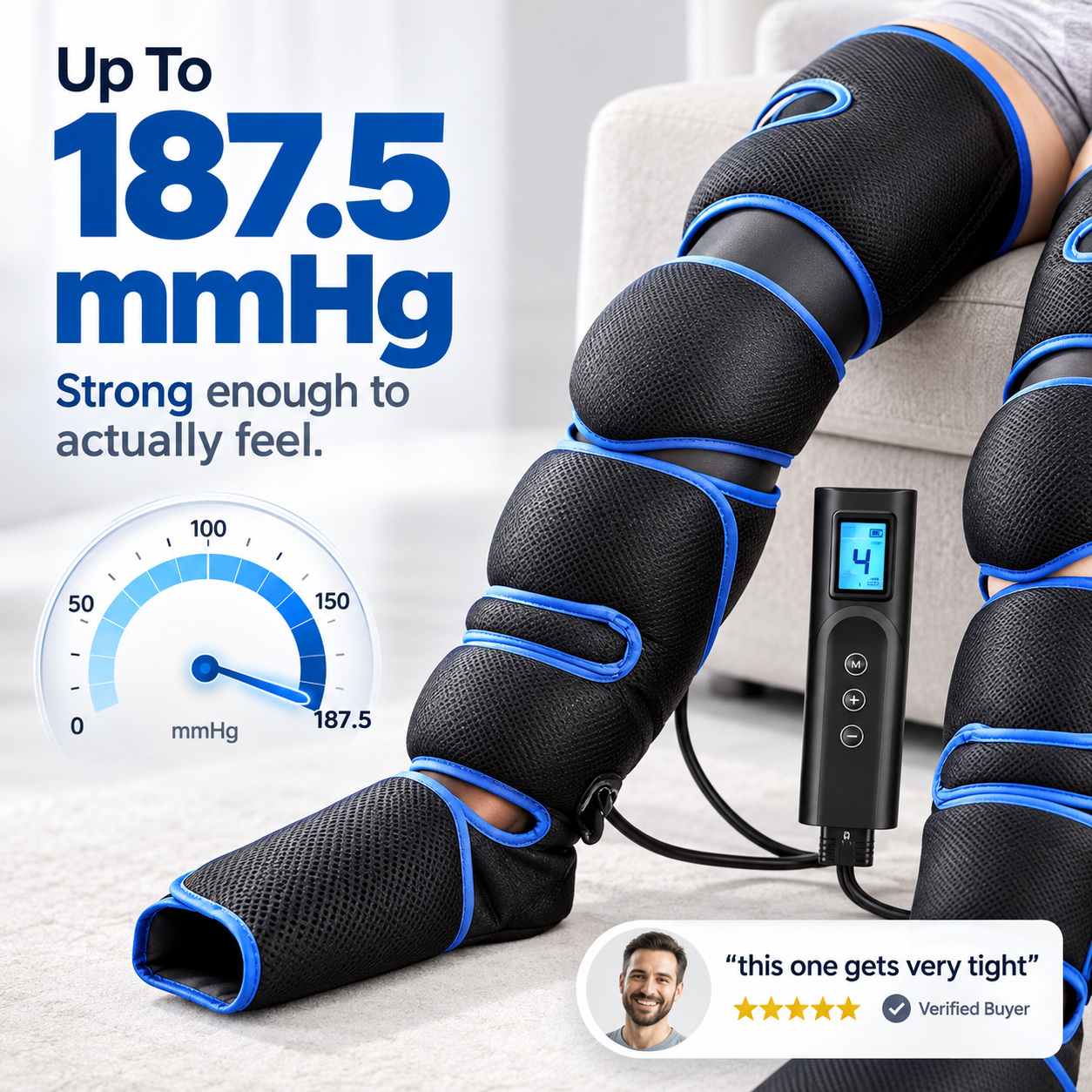 LegEez Leg Massager with Air Compression and Heat, Electric Foot Massager Machine for Feet, Calves and Legs