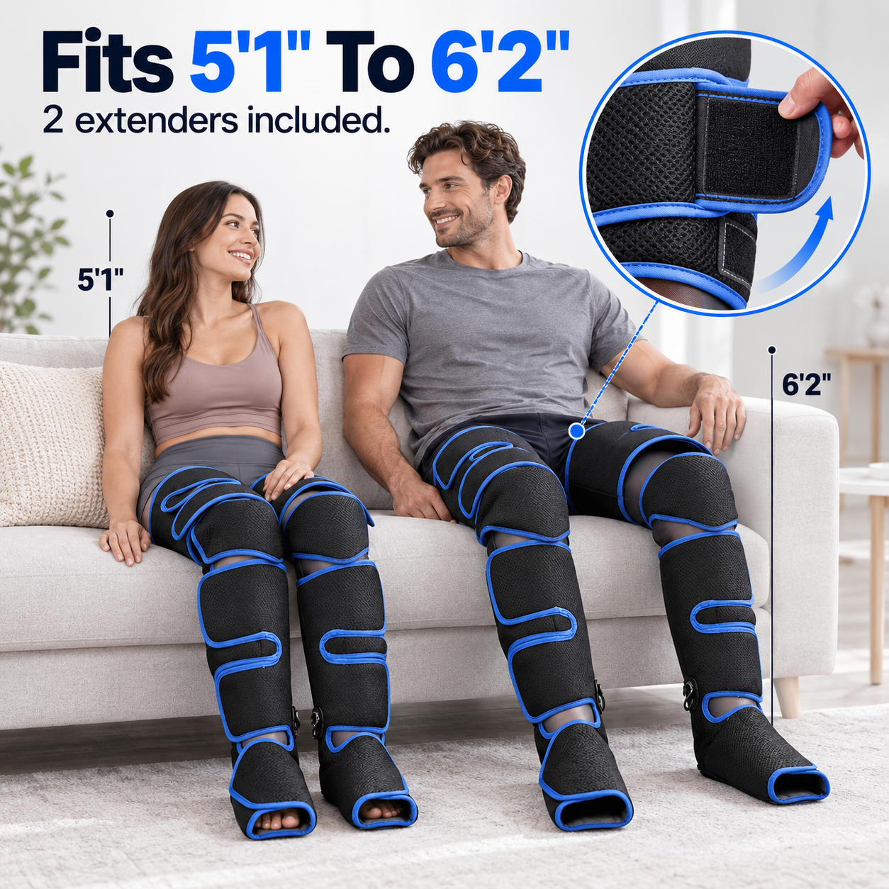 LegEez Leg Massager with Air Compression and Heat, Electric Foot Massager Machine for Feet, Calves and Legs