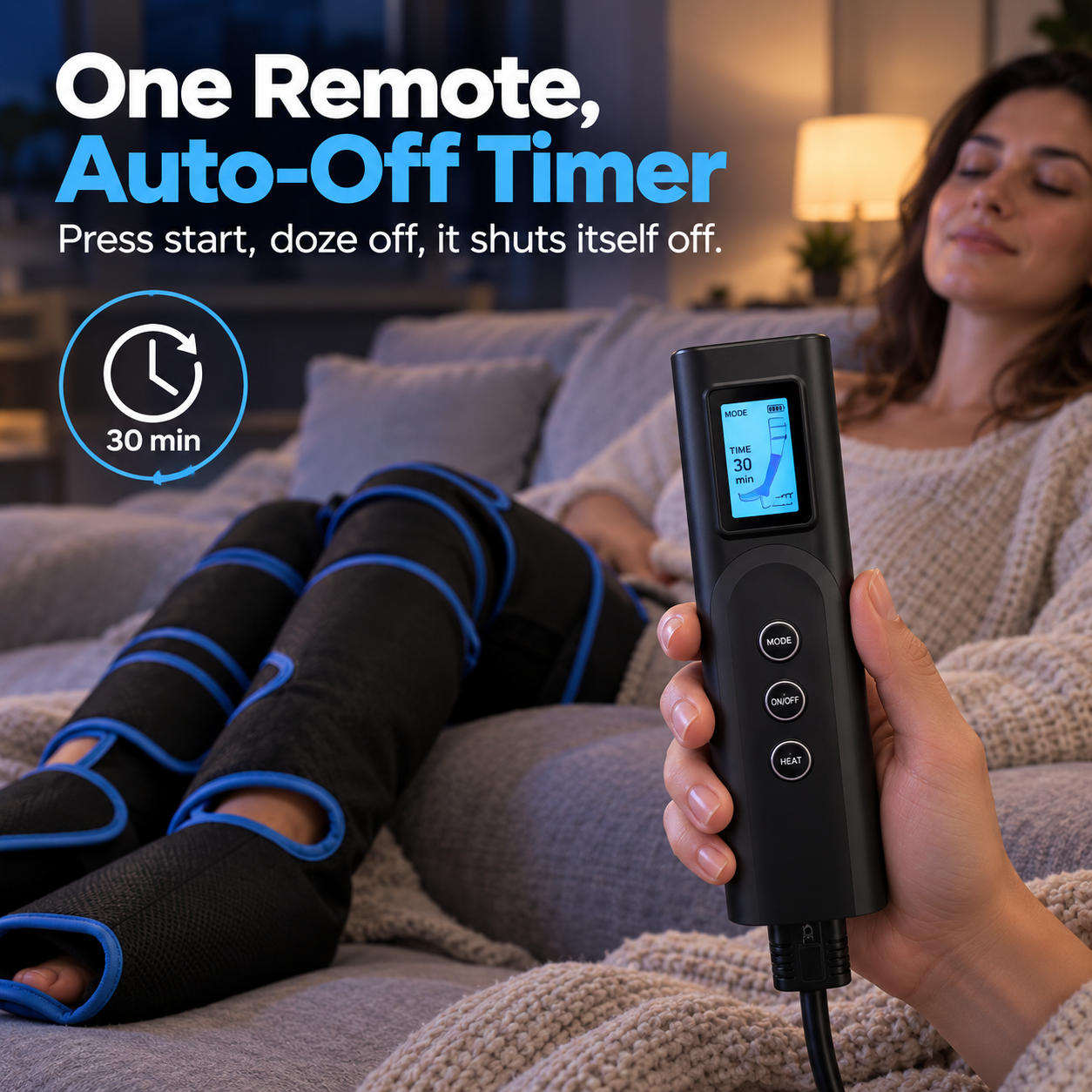 LegEez Leg Massager with Air Compression and Heat, Electric Foot Massager Machine for Feet, Calves and Legs