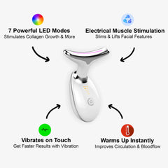 7-Color LED Face & Neck Massager - Sculpt, Tighten & Revitalize Skin - LumiLift