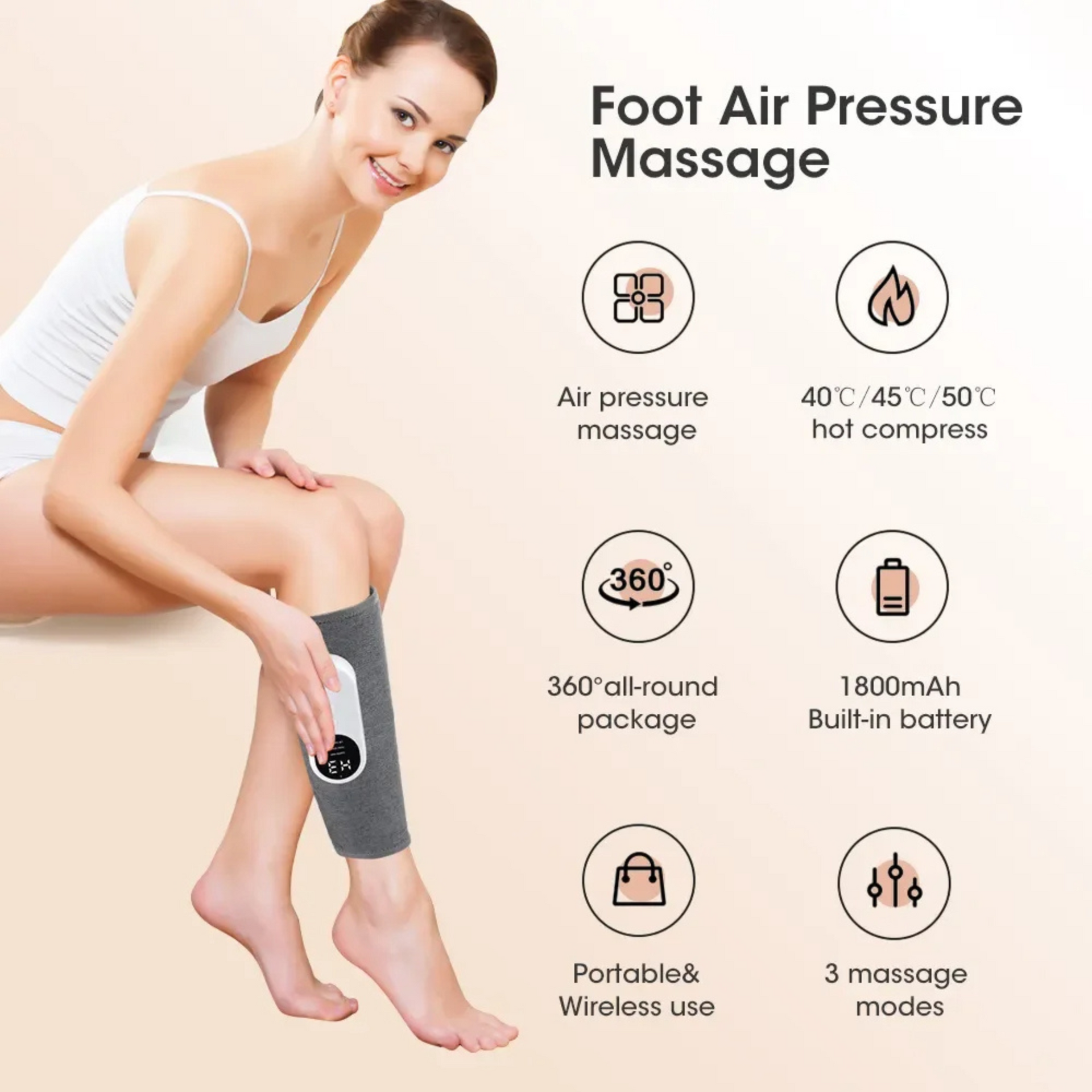 Wireless Leg Massager For Circulation And Pain Relief With Heat
