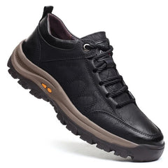 Ergonomic Shoes with Three Arch Support and Cowhide Upper, Rubber Sole