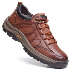Ergonomic Shoes with Three Arch Support and Cowhide Upper, Rubber Sole