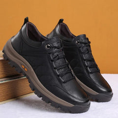 Ergonomic Shoes with Three Arch Support and Cowhide Upper, Rubber Sole