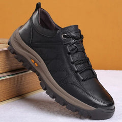 Ergonomic Shoes with Three Arch Support and Cowhide Upper, Rubber Sole