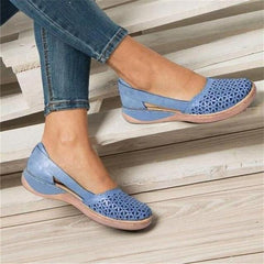 Wide Toe Box Slip-On Flats with Crossover Upper and Grip Sole