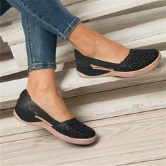 Wide Toe Box Slip-On Flats with Crossover Upper and Grip Sole