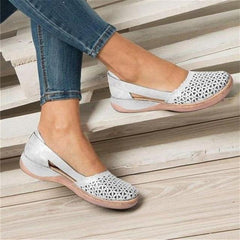 Wide Toe Box Slip-On Flats with Crossover Upper and Grip Sole