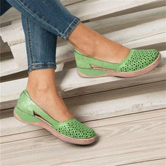 Wide Toe Box Slip-On Flats with Crossover Upper and Grip Sole